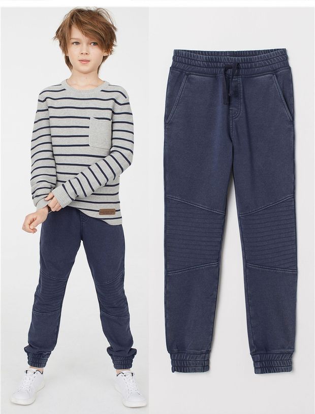 H mới xuân hè nam nữ lớn trẻ em mềm mại terry rửa cũ giản dị dây rút thun eo giả quần denim - Quần jean quần áo be trai sành điệu
