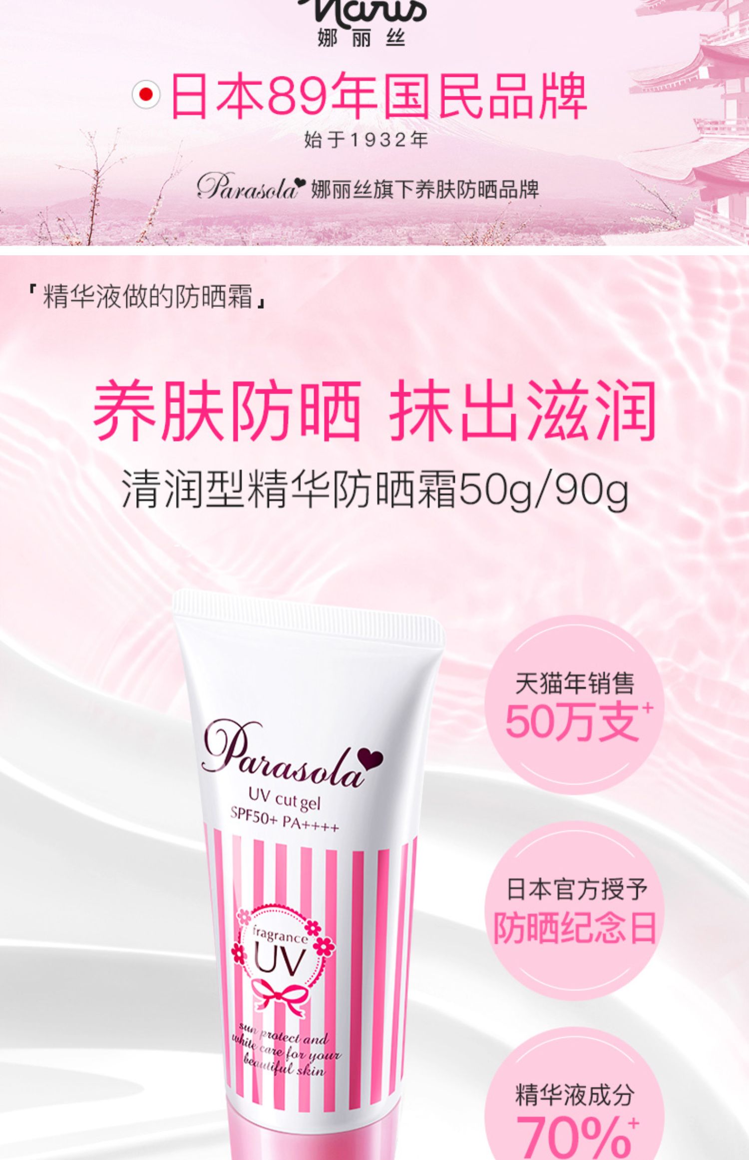 【娜丽丝】防晒霜女面部保湿90g