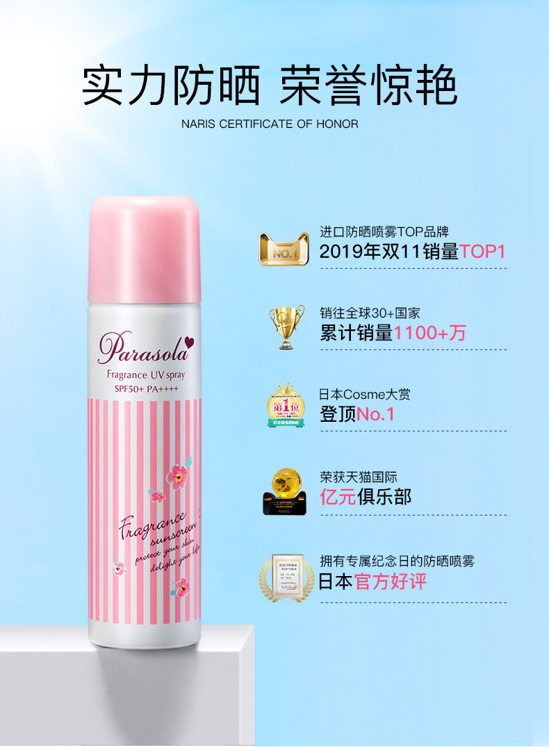 TOP1 日本 naris 防水防晒喷雾 80ml 3秒成膜 补水保湿 图3