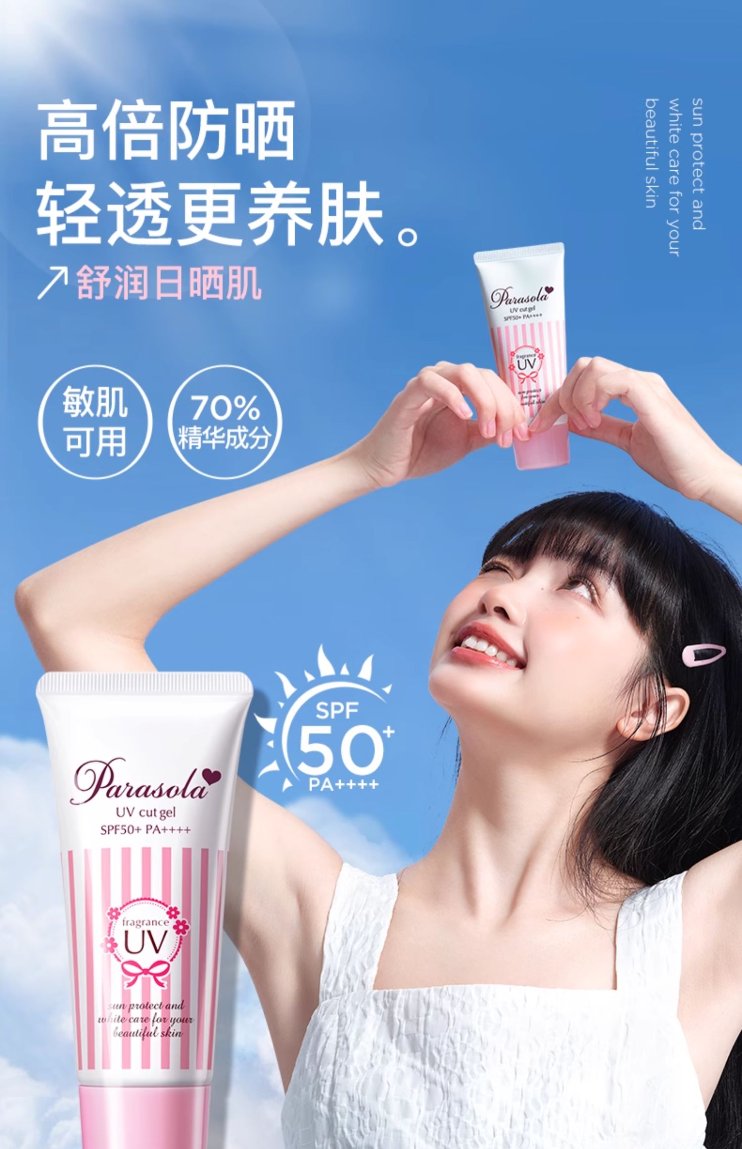 日本进口 Naris 娜丽丝 Parasola 全新升级3.0精华防晒霜 50g*2支 双重优惠折后￥65包邮包税 淘金币可抵扣4元