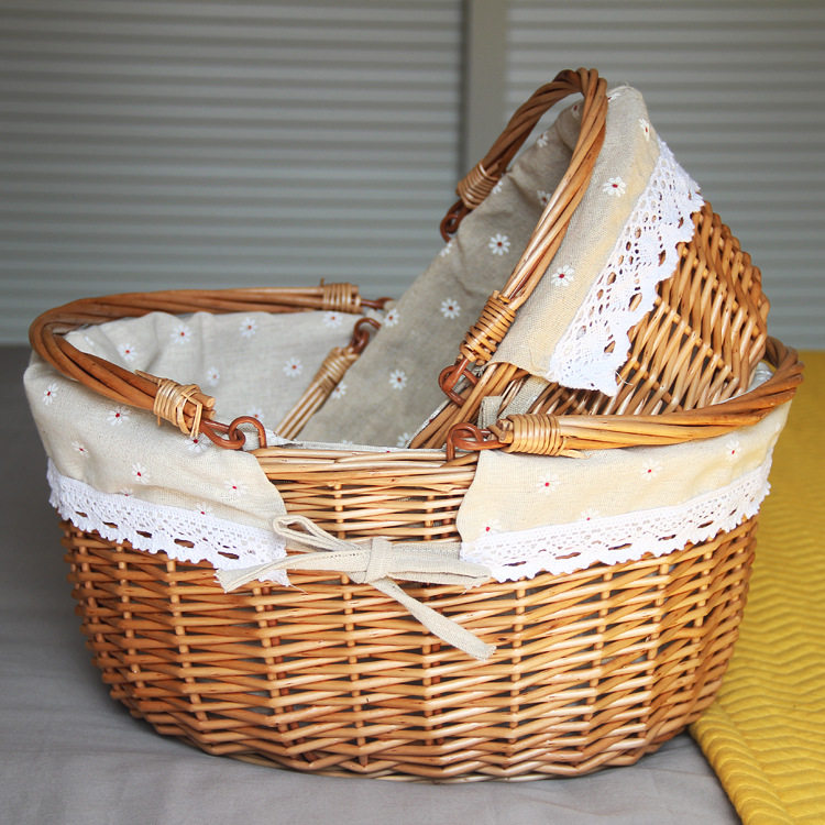 Wicker hand basket flower basket household grocery basket rattan basket shopping basket egg basket outdoor picnic storage basket