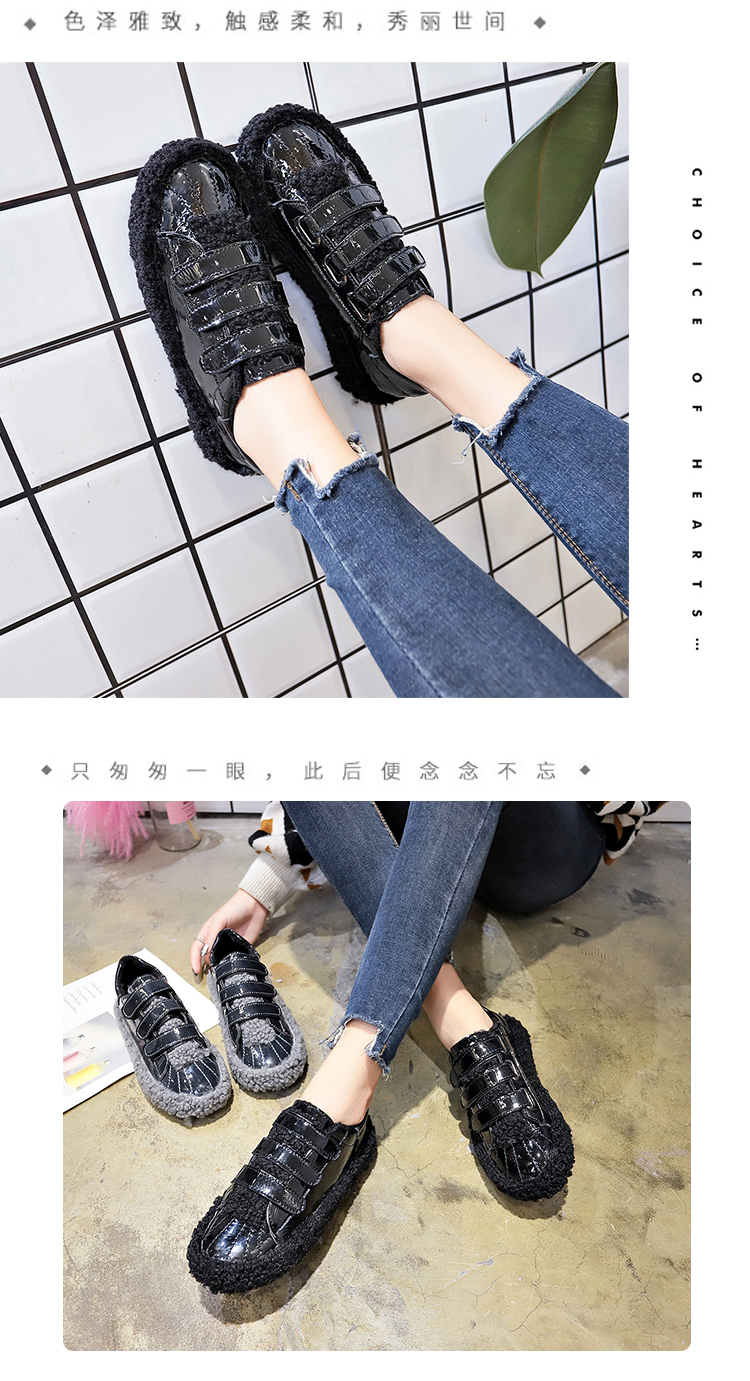 Phiên bản Hàn Quốc của mùa thu 2018 mới lông cừu vỏ đầu thấp để giúp giày đế bằng thời trang nữ giày thể thao giày thủy triều giày dép