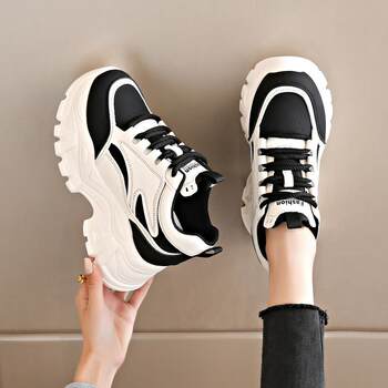 Women's Casual Shoes with an 8cm Internal Height Increase, Wedge Heel, Thick-Soled Dad Shoes, Versatile Spring and Summer Popular Sneakers