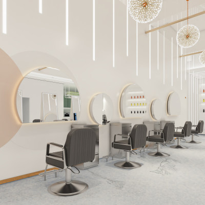 Hairdressing salon mirror table hair salon dedicated single-sided mirror trendy style hanging wall hot dyeing area barber shop round mirror with light backlight