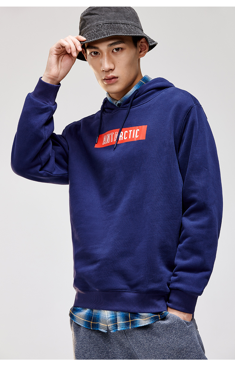 Áo len nam Anta 2018 thu đông mới cộng với nhung ấm áp xu hướng giản dị áo thun thể thao 95848707 áo hoodie nữ dày
