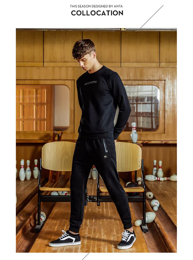 Anta áo len nam 2018 xuân mới giản dị nam dệt kim dài tay áo ấm đầu 95738719 - Thể thao lông cừu / jumper áo hoodie đen