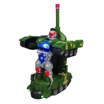Car childrens electric music universal toy transforming robot with light model tank car boy armored car