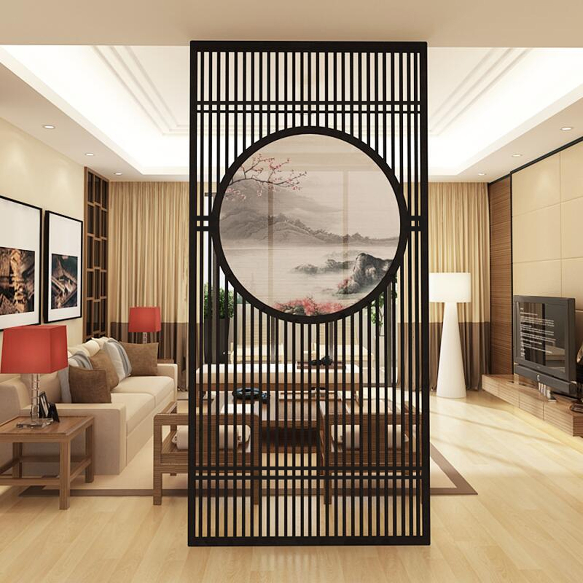 New Chinese-style screen living room partition wall entry into the door porch simple modern solid wood decoration bedroom to block the home