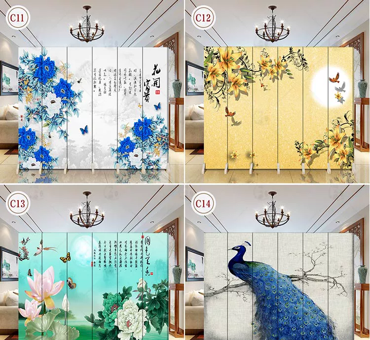 Căn hộ nhỏ Trung Quốc hiện đại tối giản đôi màn hình phân vùng phòng khách gỗ rắn di động hiên màn hình gấp vải thời trang - Màn hình / Cửa sổ