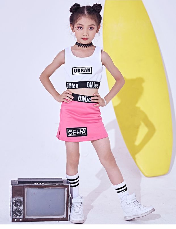 Mùa hè mới trẻ em múa rốn trang phục nhảy jazz trang phục nhảy hip hop đường phố trang phục cô gái biểu diễn quần áo trang phục giáng sinh trẻ em