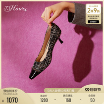 73Hours womens shoes Zoey summer square head high heels small fragrance stitching stiletto shoes