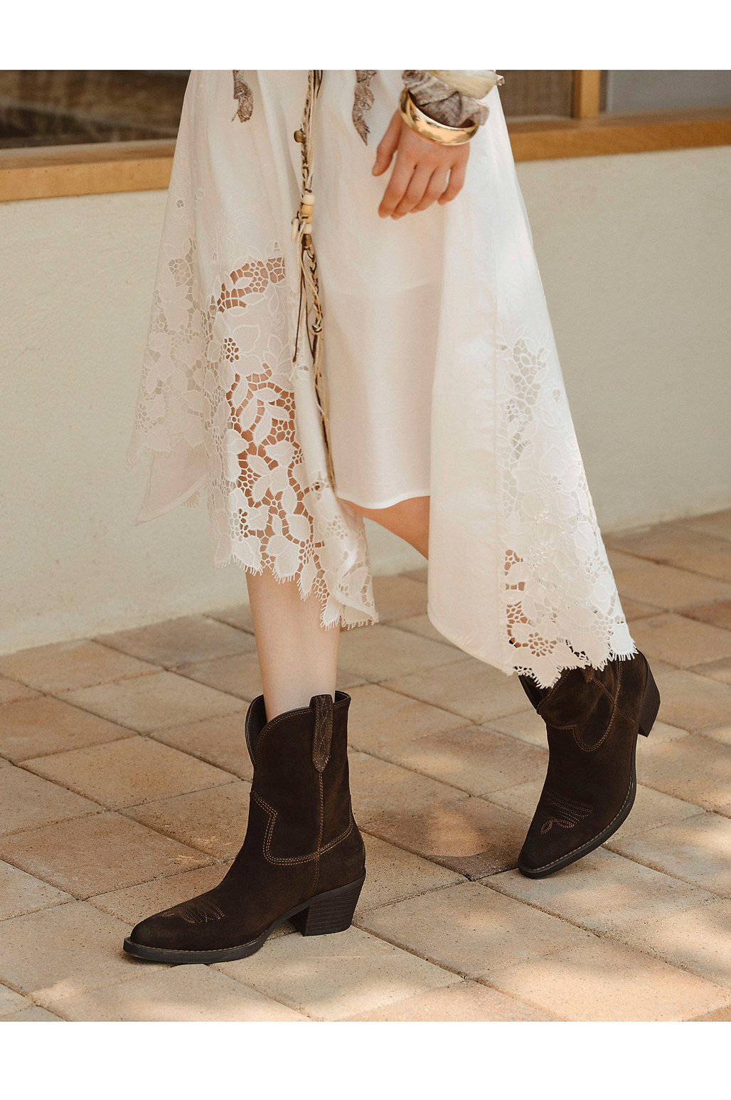 Западные Boots 73hours女鞋旷野玫瑰冬季新款尖头西部牛仔靴女游牧风显瘦短靴子