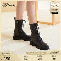 73hours womens shoes Coney Island new black thick-soled Martin boots British style boots short boots women
