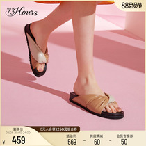 73 Hours womens shoes Latte coloured butterfly bow twisted floor comfortable slippers