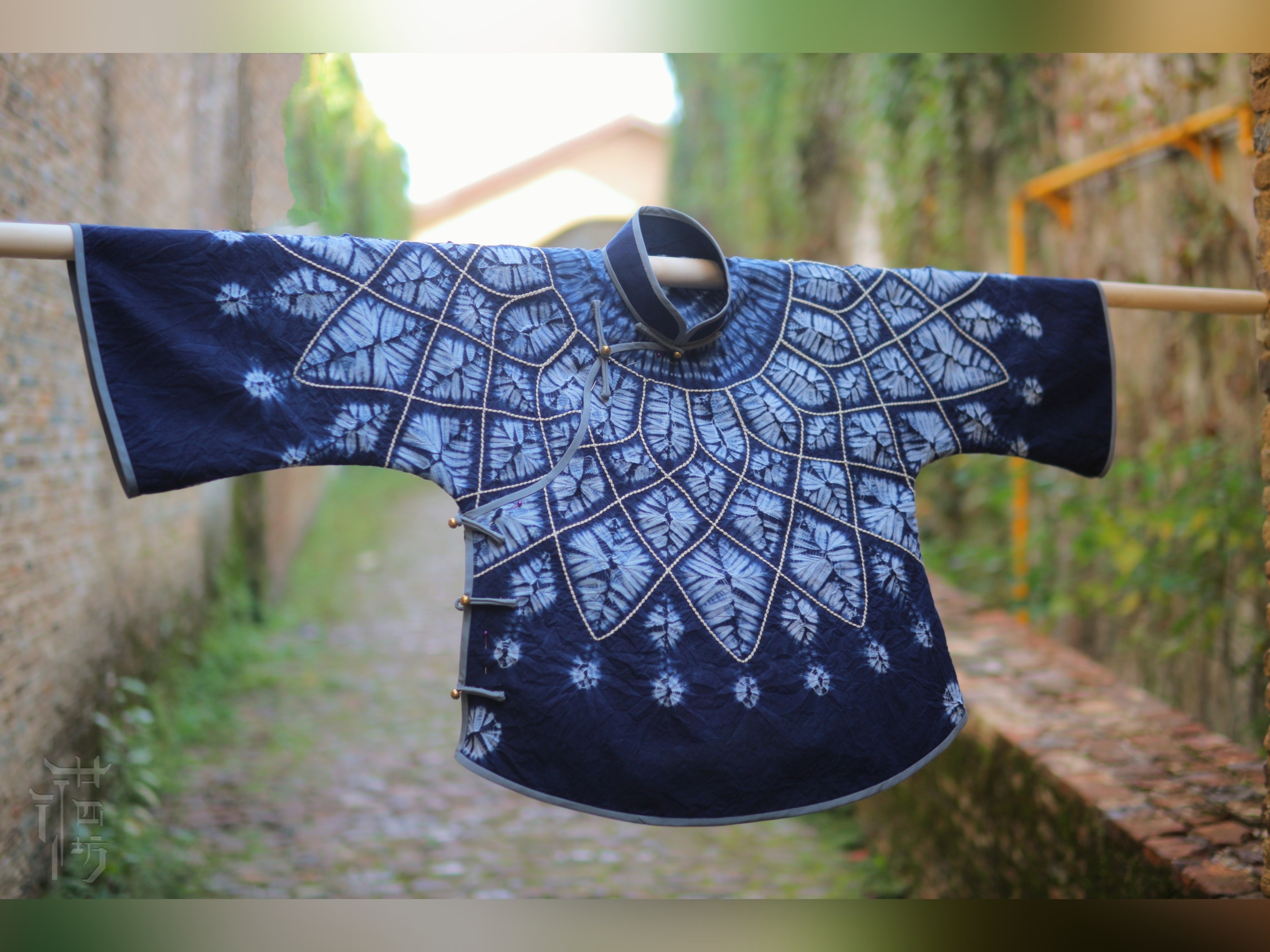 送料無料 10%OFF】【蒼山雪】民国レトロ風 コットン藍染め絞り染め