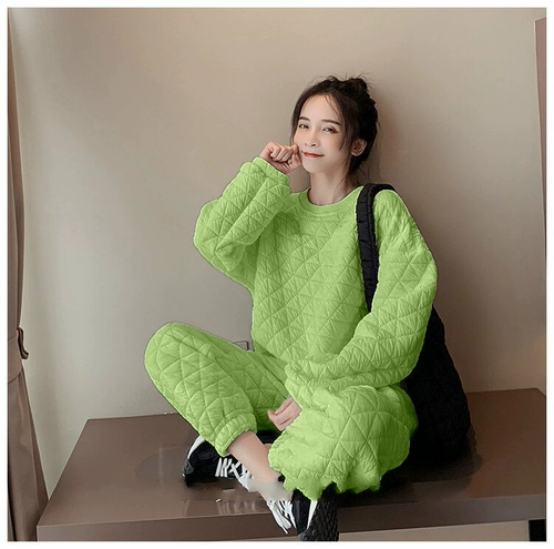 Стеганый пуховик для отдыха, спортивный костюм, демисезонный утепленный комплект, универсальная толстовка, штаны, в западном стиле