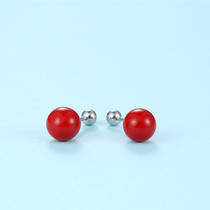 Screw red earrings girl 925 sterling silver earrings 2021 New Tide festive pearl simple ear bone nail