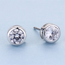 925 Silver Ear Female Temperament Korean Personality Joker Simple Diamond Round Earrings Male Hong Kong Wind Ear Jewelry Sterling Silver