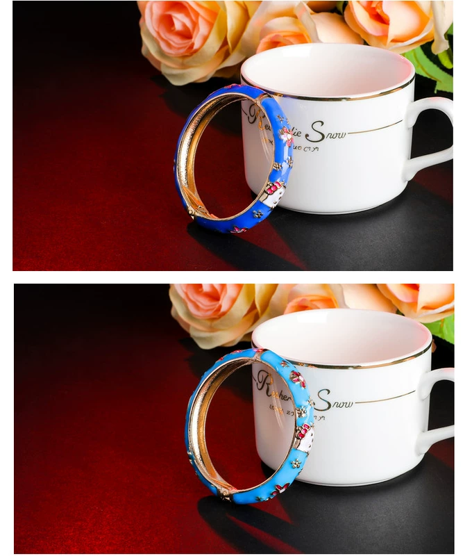 Old Bắc Kinh cloisonne vòng đeo tay trẻ em retro dân tộc nhỏ hoa kitten con kid bracelet dưới 10 tuổi