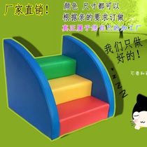Naughty Fort Childrens Soft Stool Step Pool Staircase Baby anti-collision soft baby step three-step Rainbow Ladder