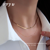 T039 INS Wind 18K gold snake bone necklace bracelet flat piece choker chain choker necklace kgold P