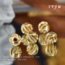 T278 18K gold laser bead road pass pendant Au750 transfer bead DIY string ball hollow gold ball F