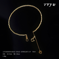 T055 18K gold frustration gold hand ring AU750 Laser gold bead bracelet can pull stretch stretch bracelet P