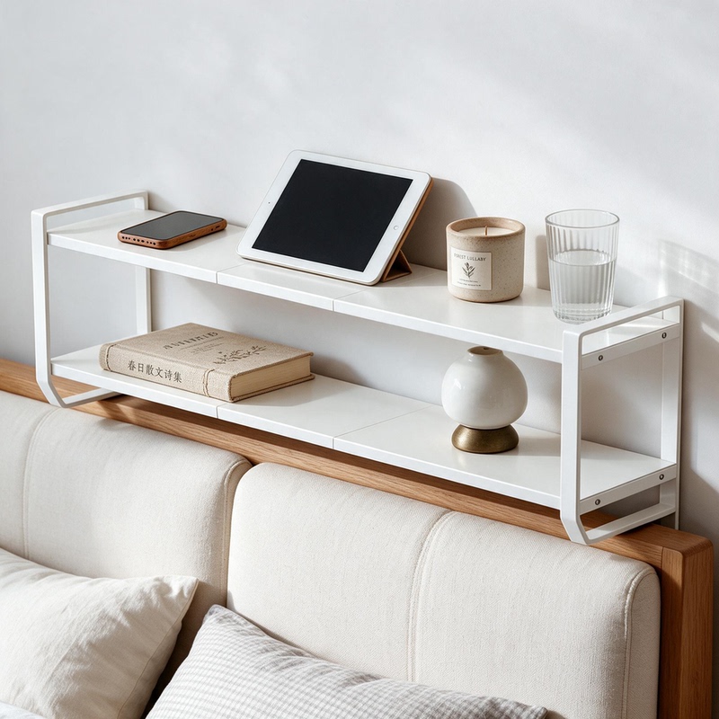 Japanese No-Drill Bedside Shelf, Ultra-Narrow Insertable Gap Shelf for Bed, Wall-Mounted Long Partition, Space-Saving Solution