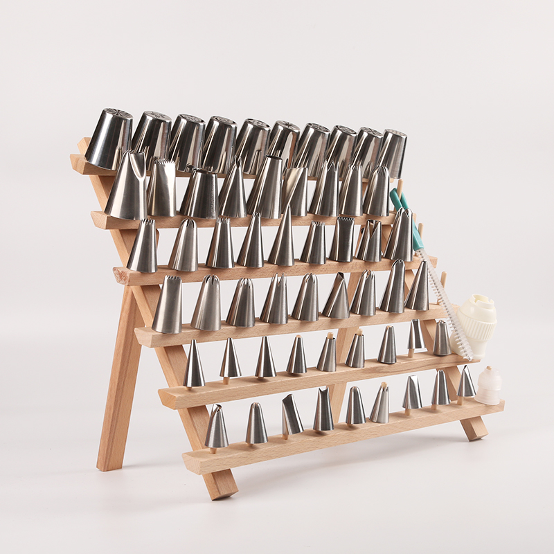 Baking supplies stainless steel mounting mouth wooden storage rack mounting tool placement rack