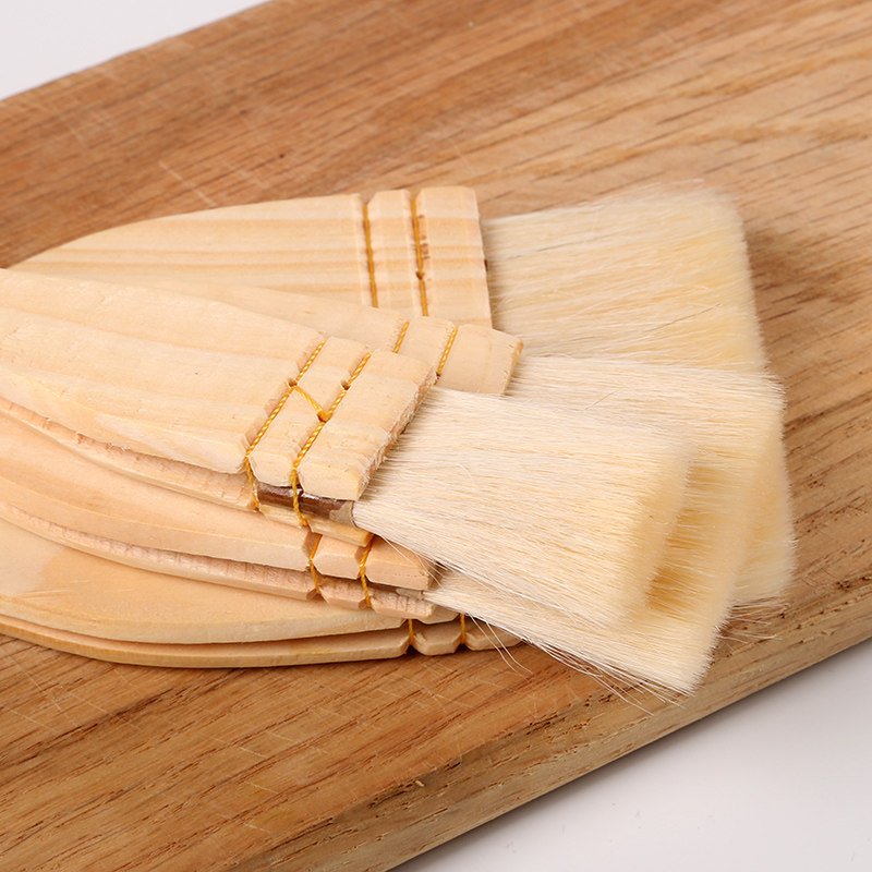 Wooden Handle Wool Brush Egg Liquid Mooncake Brush Pizza Brush Soft Bristle Food Brush Large, Medium, Small Baking Tools