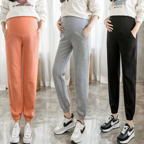 Pregnant women pants autumn wear cotton toe sports pants loose size Spring and Autumn wear casual tide mother belly pants