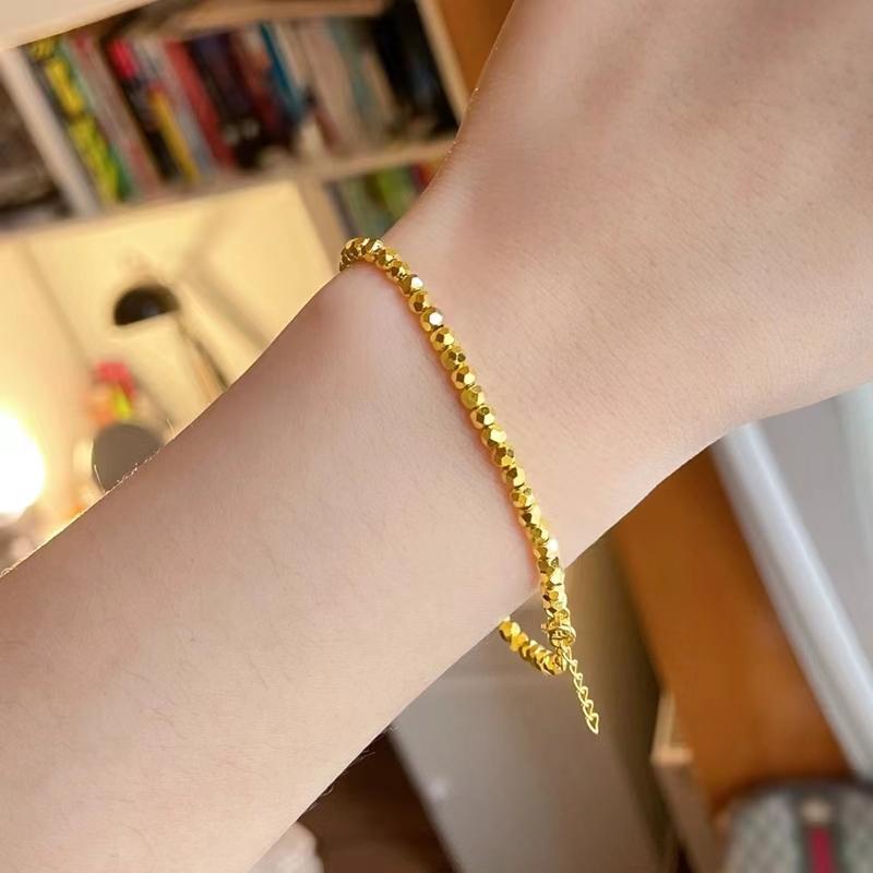 New 18K Gold-Plated Bracelet for Women, Broken Gold Nugget Bracelet, Plain Gold Party Bracelet, Shiny Gift for Girlfriend