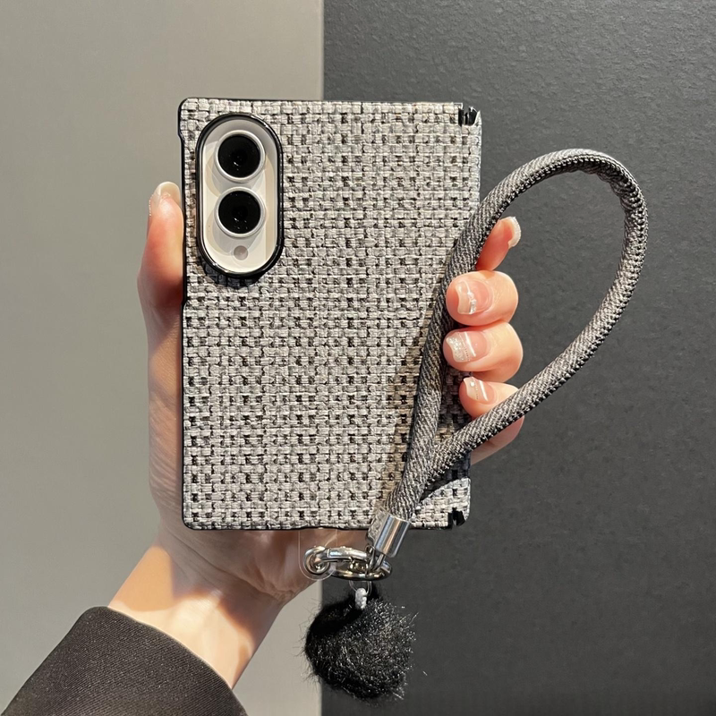 Suitable for Samsung Zfold8 Mobile Phone Case, New 2026 Gray Double-Axis Woven Pattern Galaxy Zfold8 Ultra Full-Cover High-End Feel Zfold7 Super Stylish Protective Case with Lanyard for Men and Women Suitable for Samsung Zfold8 Mobile Phone Case, New 2026 Gray Double-Axis Woven Pattern Galaxy Zfold8 Ultra Full-Cover High-End Feel Zfold7 Super Stylish Protective Case with Lanyard for Men and Women