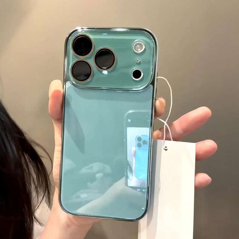 Suitable for Apple 17 Pro Max Phone Case, New 2026 Light Cyan Ice-Like Glass iPhone 16 Pro Max Full Coverage Lens 15 Pro High-End Niche 14 Super Popular 13 Couple Protective Case
