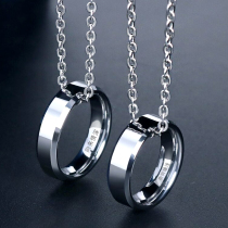 Japan-ROK Edition Street Hip Hop Ring Necklace Mens Fashion Brief Tungsten Gold Pendant Couple Pendant Pendant Accessories