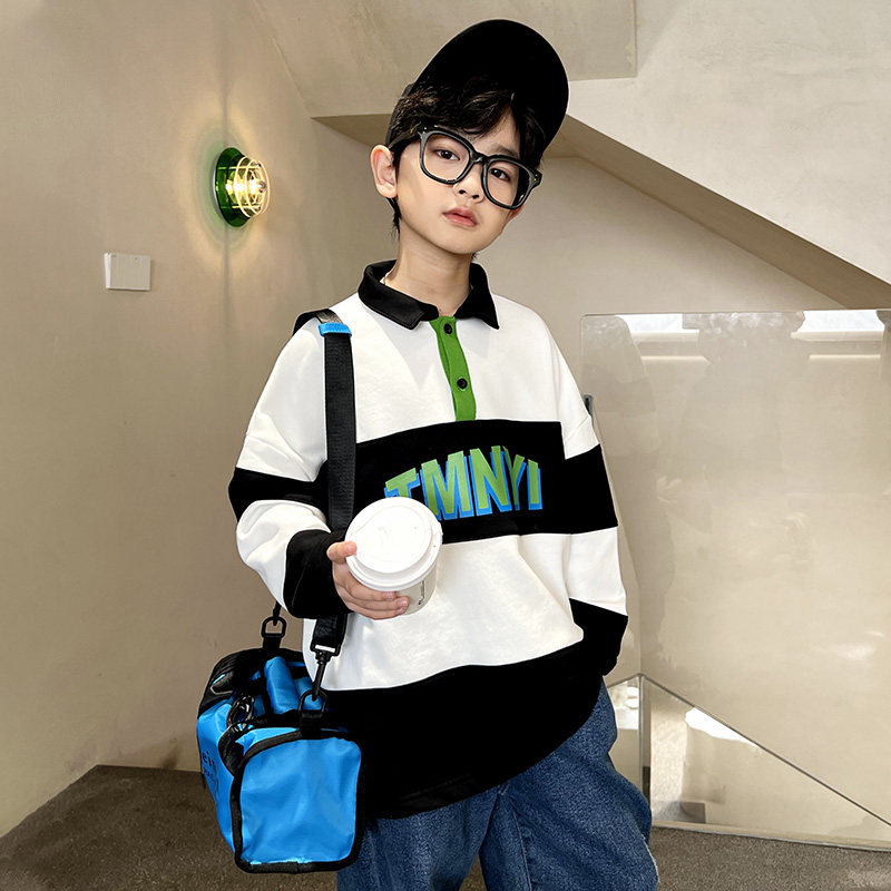 Boy's spring and autumn sweatshirt POLO shirt top boy 2022 New spring clothing Chauding Street shirt handsome and stylish