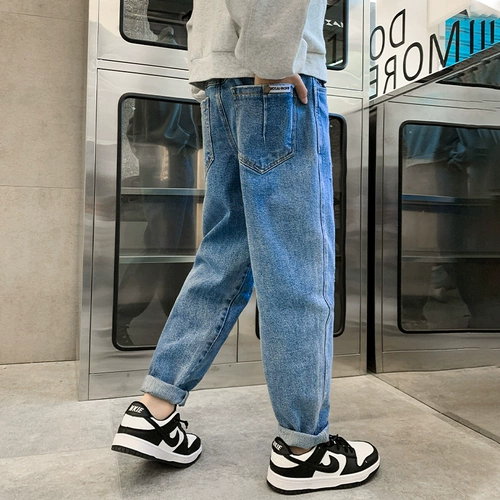 Детские джинсы для мальчиков, штаны, коллекция 2023, подходит для подростков, осенние, 13 лет