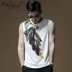 Dafanqi mùa hè của nam giới rộng vai rào cản không tay t-shirt splash mực lông in thể thao giản dị tide thương hiệu mồ hôi vest Lót