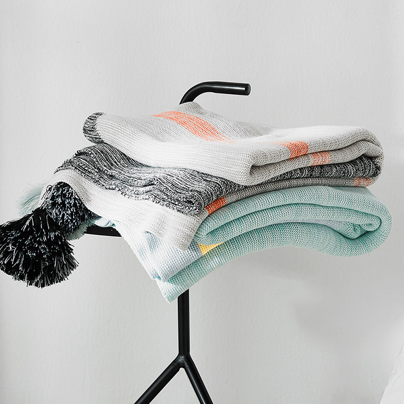Pure cotton woven woolen knitted blanket Nordic small blanket quilt single office sofa nap air conditioning blanket