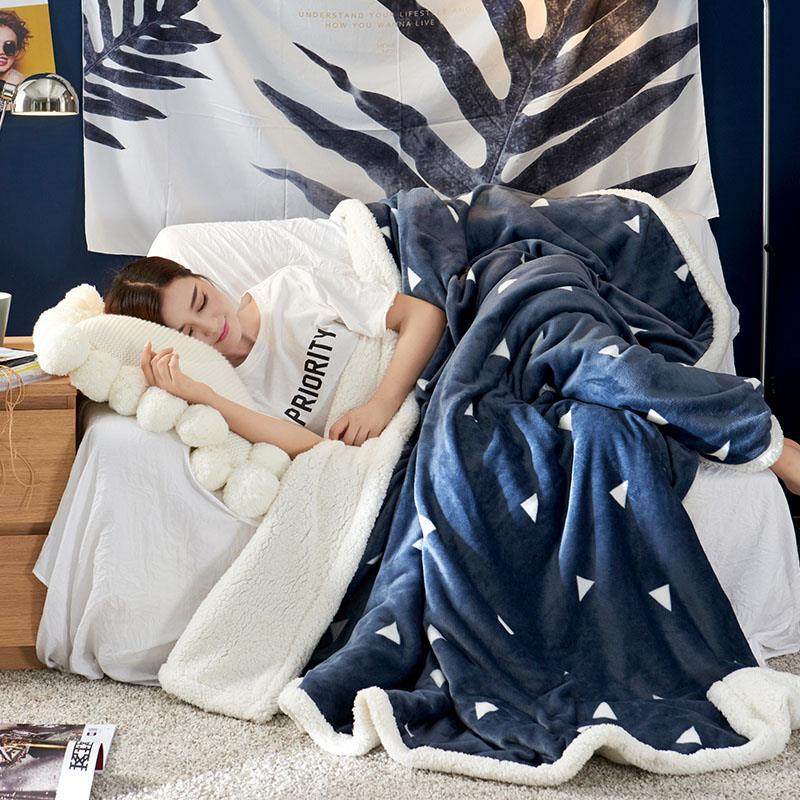 Flannel winter blanket quilt thickened double coral fleece sheet sofa office nap lamb fleece blanket