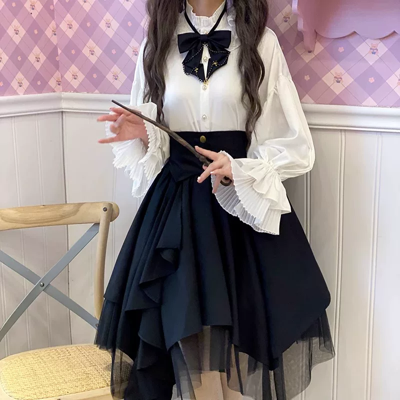 Японский готический стиль большой размер Lolita ретро платье 2025 новое сладкое бантик женская одежда осень