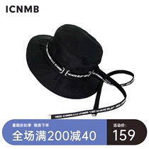 ICNMB streamer fisherman hat female summer star with Japanese basin hat black head circumference sun visor sunscreen hat male