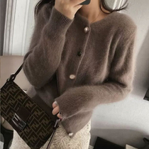 Sweater coat female horse hair 2022 autumn and winter new knitte sweater jersey mink wear short gas thickening