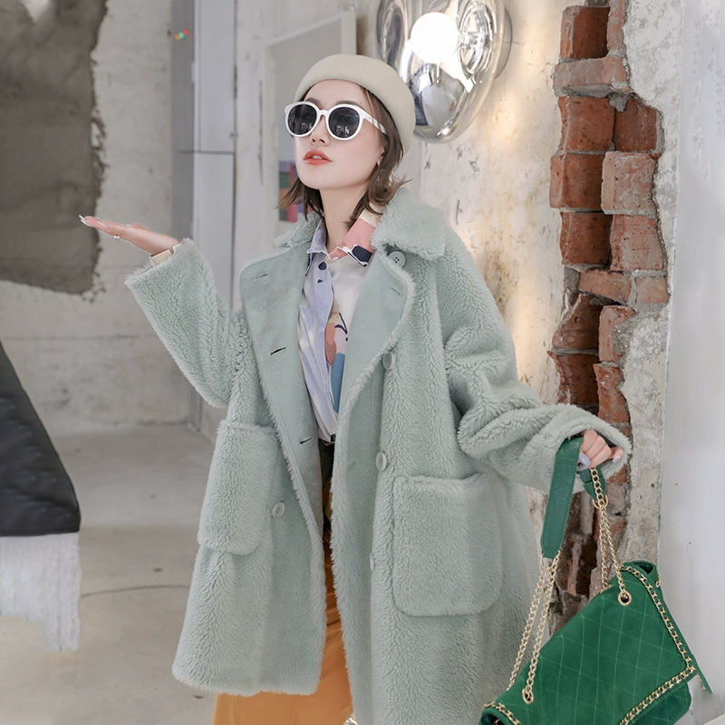 2019 thời trang lỏng lẻo giữa mùa đông lông dài một phụ nữ mới xén lông cừu áo khoác lông - Faux Fur