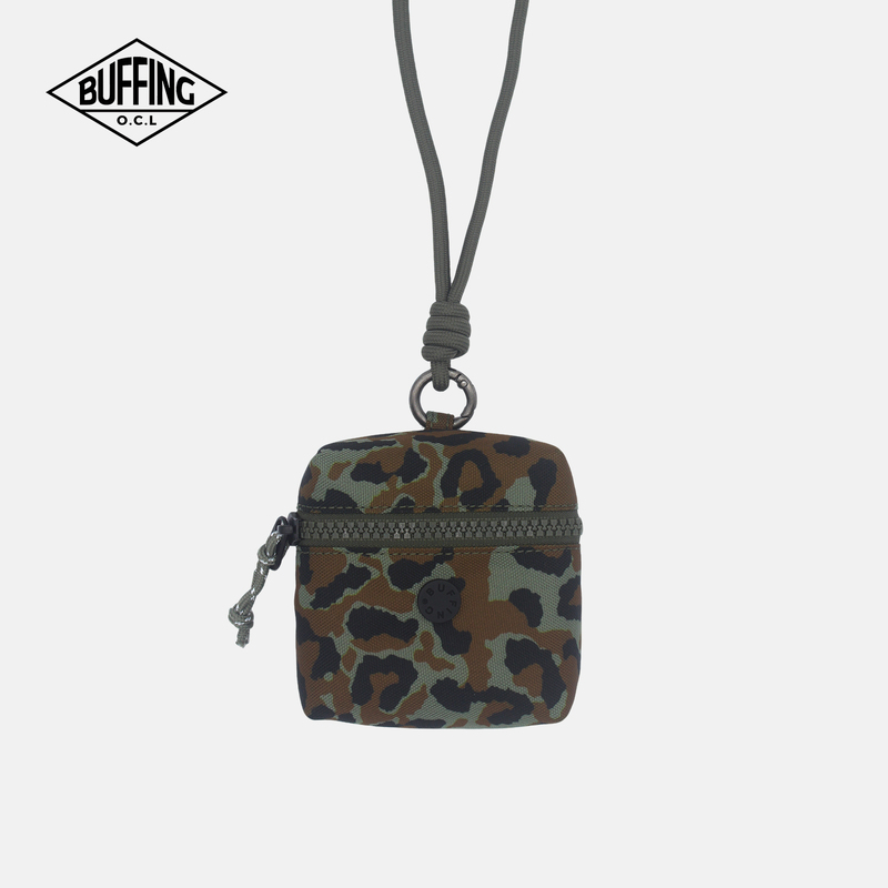 Buffing New Camouflage Leopard Print Neck Hanging Card Holder Original Earphone Case Outdoor Retro Key Storage Bag Trendy