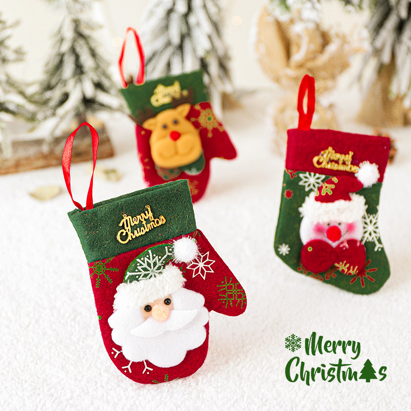 Christmas decorations children's small gift bag gift bag small Christmas sock hanging glove cutter and fork