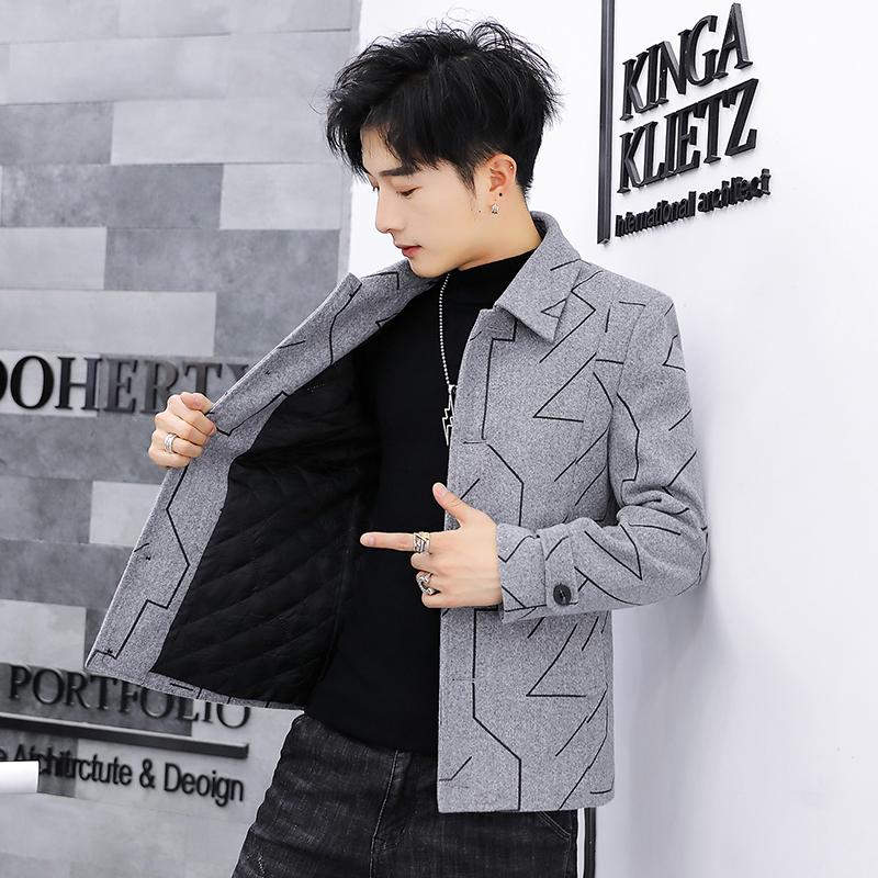 Autumn and Winter Men's Casual 2026 Woolen New Plaid Thickened Cotton Jacket Short Style for Petite Men Trendy Clothing