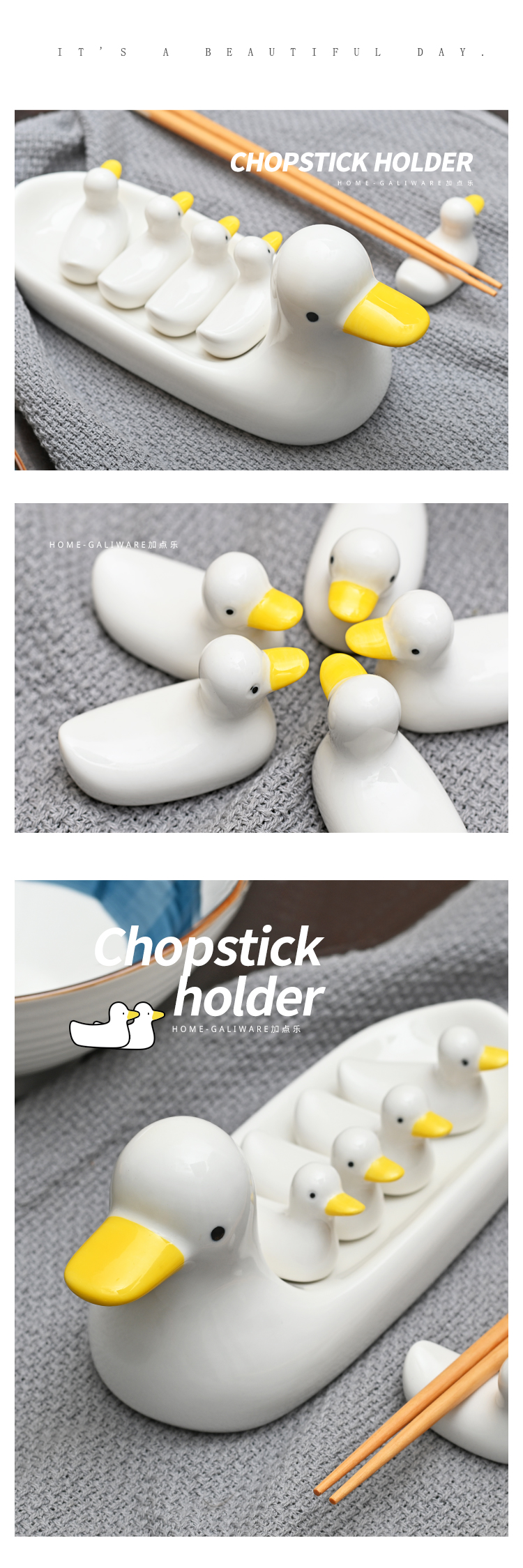 Creative hand - made ceramic white suit cartoon express chopsticks holder frame duck chopsticks chopsticks pillow small place