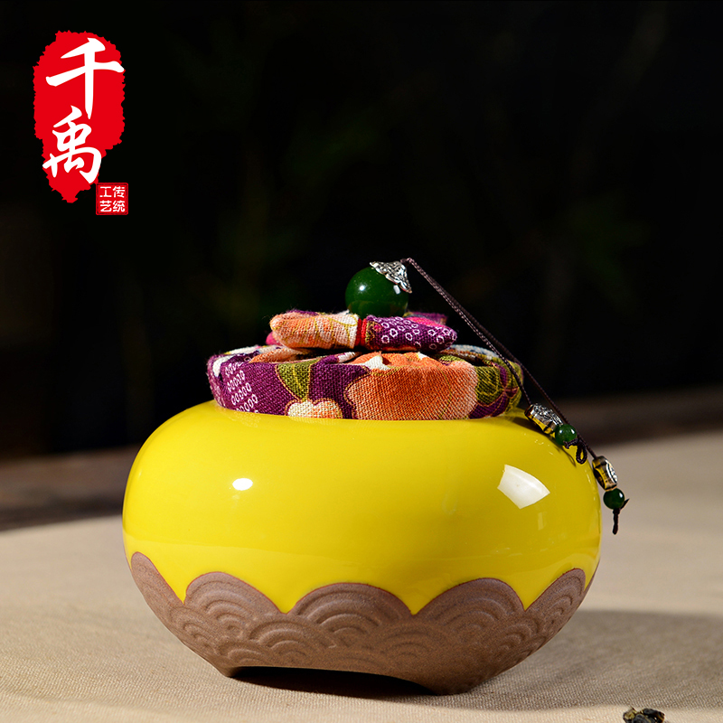 Shadow enjoy ceramic tea pot pu 'er tea box box POTS sealed storage POTS caddy fixings in large Q