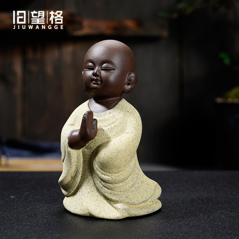Shadow at small purple ceramic zen monk monk tea pet household act the role ofing is tasted furnishing articles play tea tea accessories JWG